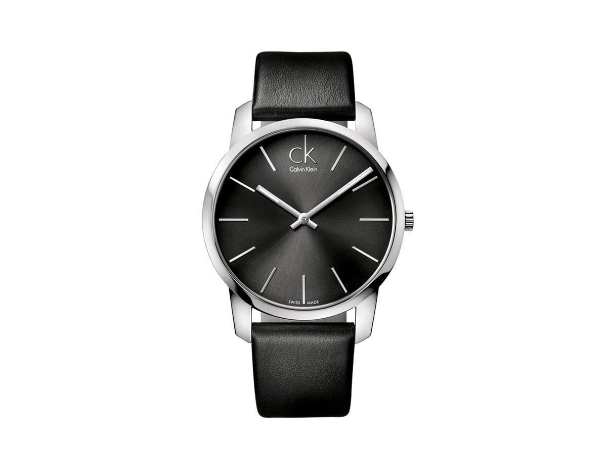  Shop Authentic Calvin Klein City Grey Dial Black Leather Strap Watch For Men - K2G21107 - Luxxuri