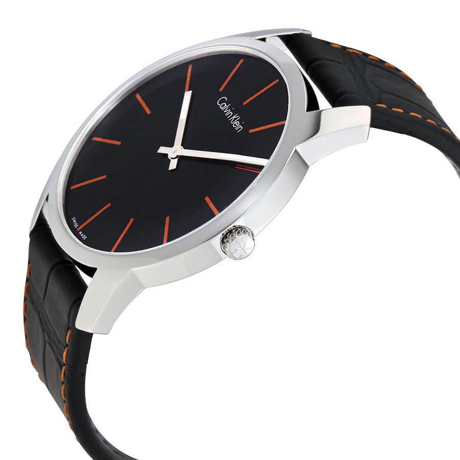  Shop Authentic Calvin Klein City Black Dial Black Leather Strap Watch for Men - K2G211C1 - Luxxuri