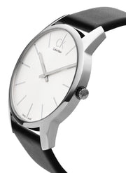  Shop Authentic Calvin Klein City White Dial Black Leather Strap Watch For Men - K2G211C6 - Luxxuri