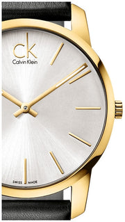  Shop Authentic Calvin Klein City Silver Dial Black Leather Strap Watch for Men - K2G21520 - Luxxuri