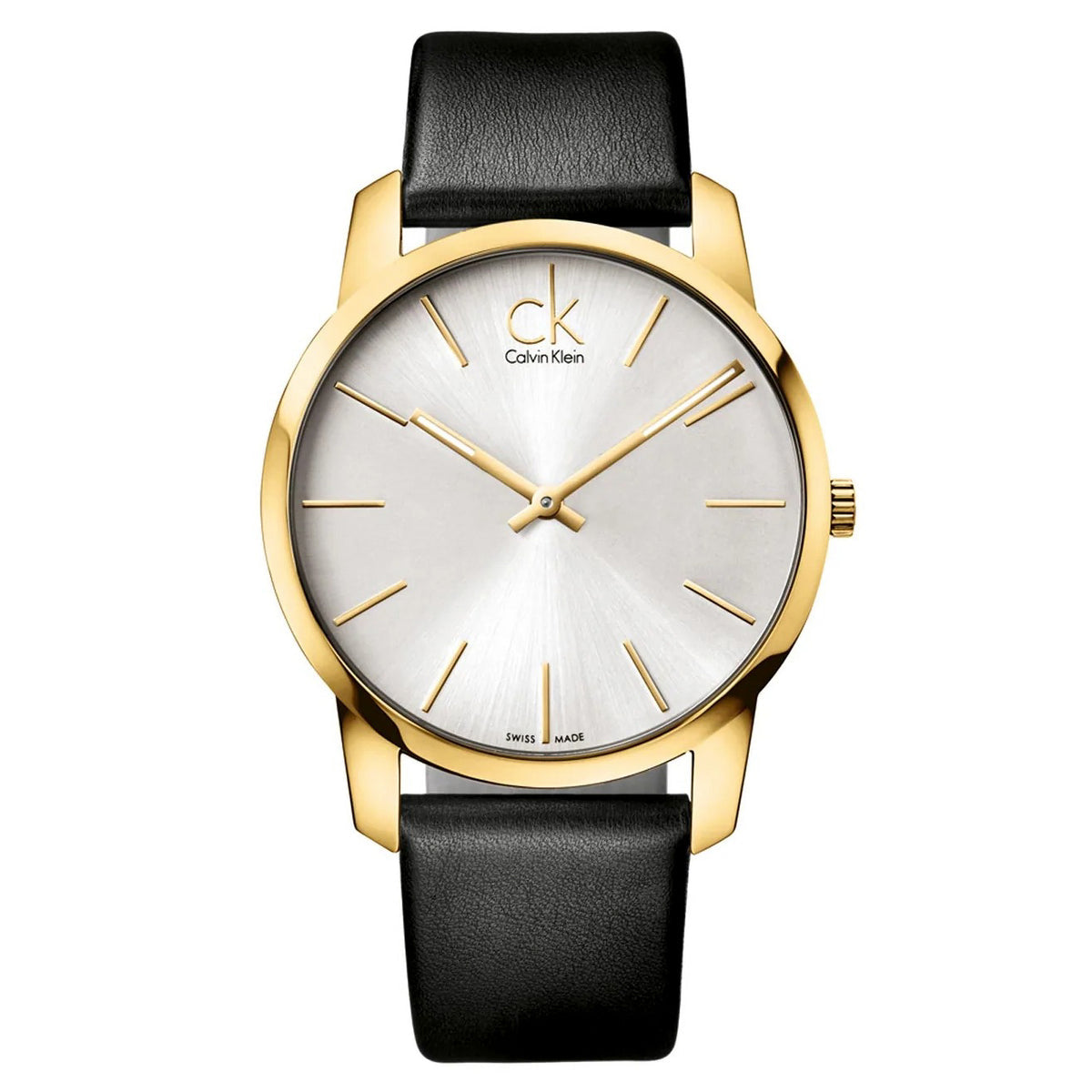  Shop Authentic Calvin Klein City Silver Dial Black Leather Strap Watch for Men - K2G21520 - Luxxuri