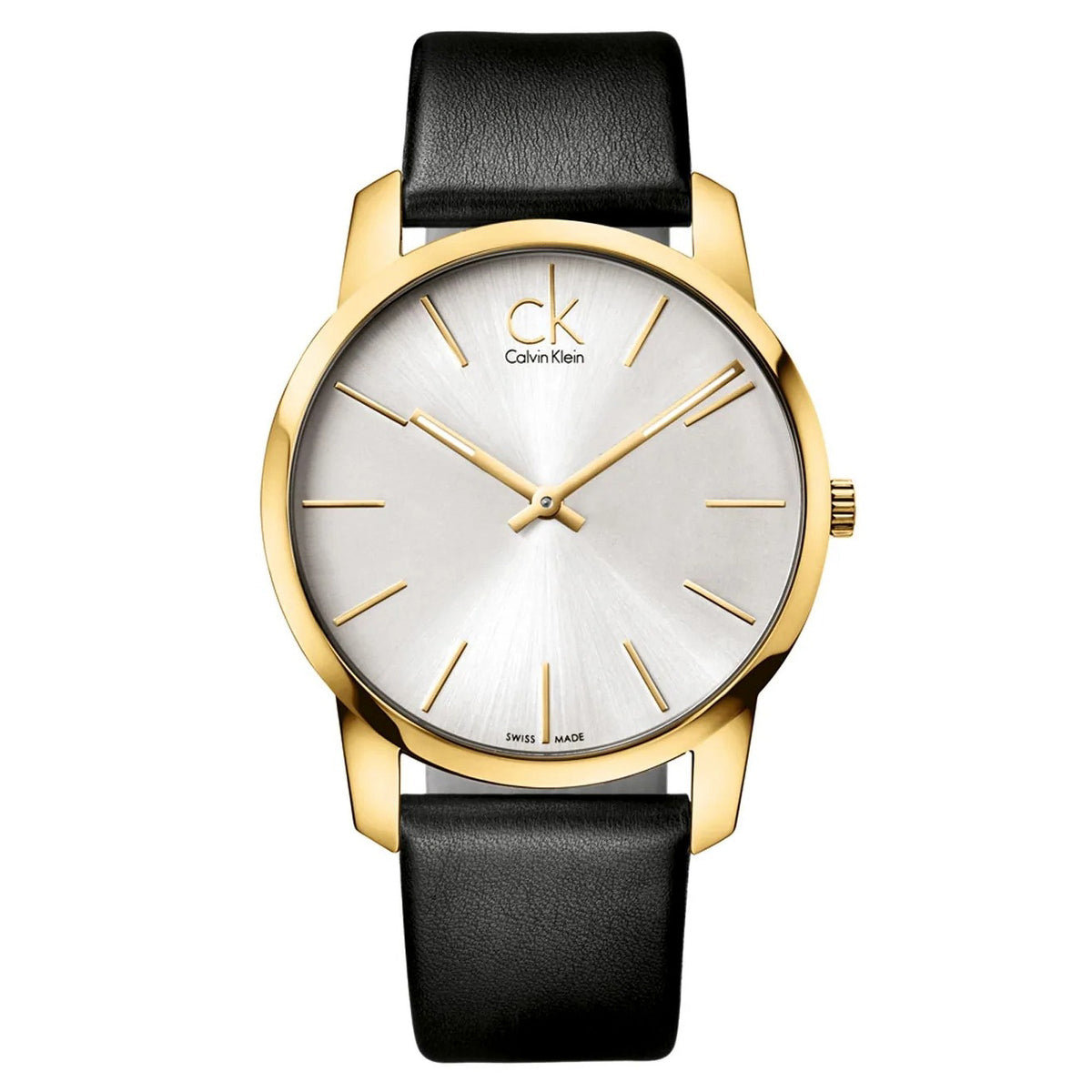  Shop Authentic Calvin Klein City Silver Dial Black Leather Strap Watch for Men - K2G21520 - Luxxuri