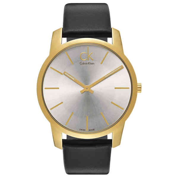  Shop Authentic Calvin Klein City Silver Dial Black Leather Strap Watch for Men - K2G21520 - Luxxuri