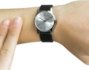 Shop Authentic Calvin Klein City Silver Dial Black Leather Strap Watch For Women - K2G231C6 - Luxxuri