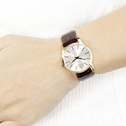  Shop Authentic Calvin Klein City White Mother of Pearl Dial Brown Leather Strap Watch for Women - K2G23620 - Luxxuri