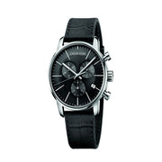  Shop Authentic Calvin Klein City Chronograph Black Dial Black Leather Strap Watch for Men - K2G271C3 - Luxxuri