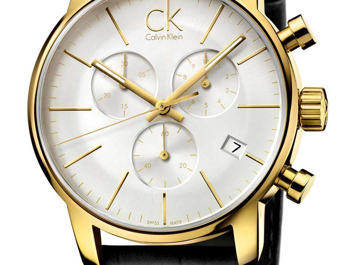 Shop Authentic Calvin Klein City Chronograph Silver Dial Black Leather Strap Watch for Men - K2G275C6 - Luxxuri