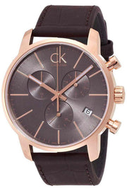  Shop Authentic Calvin Klein City Chronograph Grey Dial Brown Leather Strap Watch for Men - K2G276G3 - Luxxuri