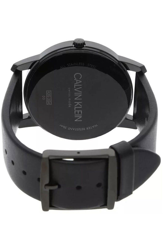  Shop Authentic Calvin Klein City Quartz Black Dial Black Leather Strap Watch for Men - K2G2G4CX - Luxxuri