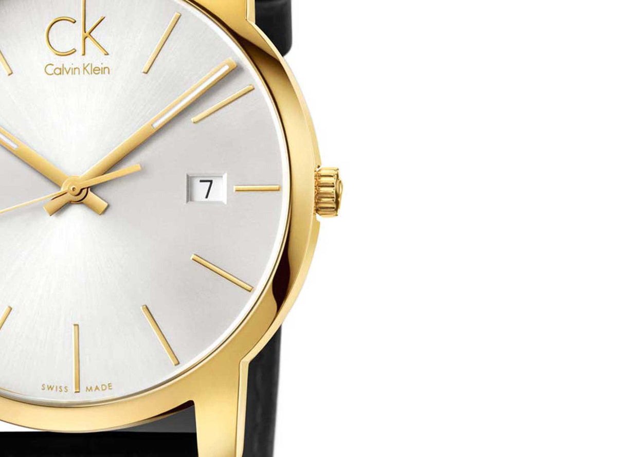  Shop Authentic Calvin Klein City Silver Dial Black Leather Strap Watch For Men - K2G21520 - Luxxuri