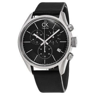  Shop Authentic Calvin Klein Masculine Chronograph Black Dial Black Leather Strap Watch for Men - K2H27102 - Luxxuri