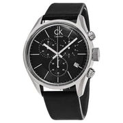  Shop Authentic Calvin Klein Masculine Chronograph Black Dial Black Leather Strap Watch for Men - K2H27102 - Luxxuri