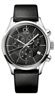  Shop Authentic Calvin Klein Masculine Chronograph Black Dial Black Leather Strap Watch for Men - K2H27102 - Luxxuri