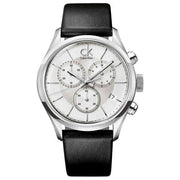  Shop Authentic Calvin Klein Masculine Chronograph White Dial Black Leather Strap Watch for Men - K2H27120 - Luxxuri
