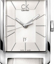  Shop Authentic Calvin Klein Window White Dial White Leather Strap Watch for Men - K2M21120 - Luxxuri