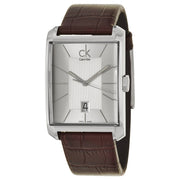  Shop Authentic Calvin Klein Window Silver Dial Brown Leather Strap Watch for Men - K2M21126 - Luxxuri