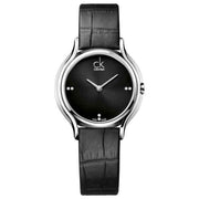  Shop Authentic Calvin Klein Skirt Black Dial Black Leather Strap Watch for Women - K2U231CS - Luxxuri