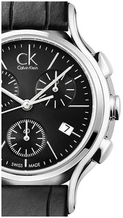  Shop Authentic Calvin Klein Skirt Chronograph Black Dial Black Leather Strap Watch for Men - K2U291C1 - Luxxuri