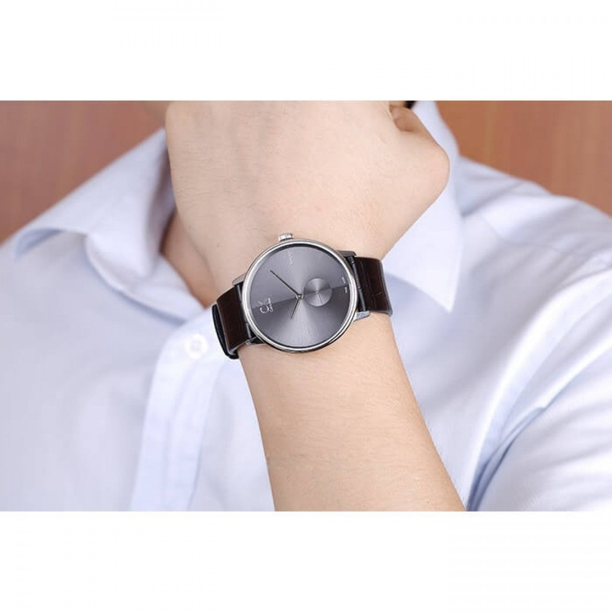  Shop Authentic Calvin Klein Accent Black Dial Black Leather Strap Watch for Women - K2Y231C3 - Luxxuri