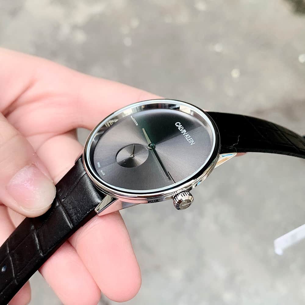  Shop Authentic Calvin Klein Accent Black Dial Black Leather Strap Watch for Women - K2Y231C3 - Luxxuri