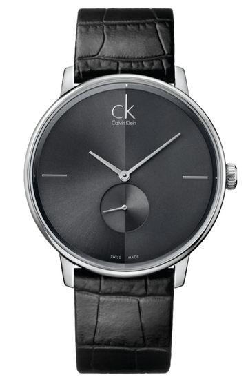  Shop Authentic Calvin Klein Accent Black Dial Black Leather Strap Watch for Men - K2Y211C3 - Luxxuri