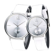  Shop Authentic Calvin Klein Accent Silver Dial White Leather Strap Watch for Women - K2Y231K6 - Luxxuri