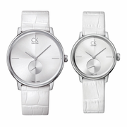  Shop Authentic Calvin Klein Accent Silver Dial White Leather Strap Watch for Women - K2Y231K6 - Luxxuri