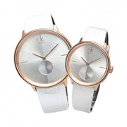  Shop Authentic Calvin Klein Accent Silver Dial White Leather Strap Watch for Women - K2Y216K6 - Luxxuri