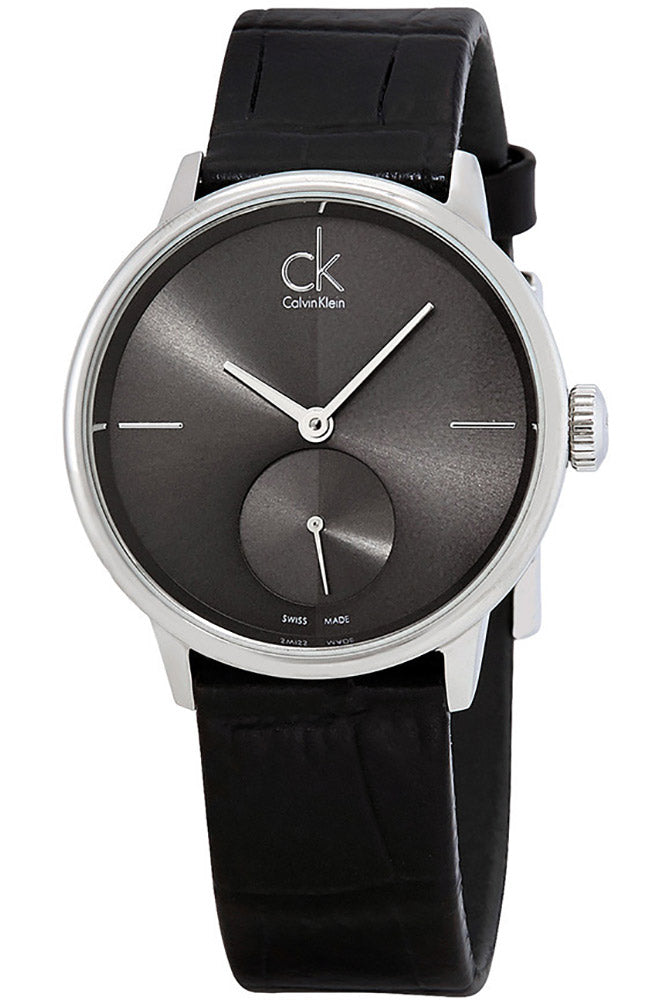  Shop Authentic Calvin Klein Accent Black Dial Black Leather Strap Watch for Men - K2Y211C3 - Luxxuri