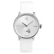  Shop Authentic Calvin Klein Accent Silver Dial White Leather Strap Watch for Women - K2Y231K6 - Luxxuri
