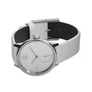  Shop Authentic Calvin Klein Accent Silver Dial White Leather Strap Watch for Women - K2Y231K6 - Luxxuri