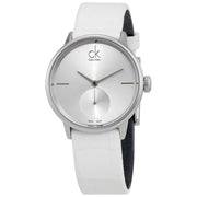  Shop Authentic Calvin Klein Accent Silver Dial White Leather Strap Watch for Women - K2Y231K6 - Luxxuri