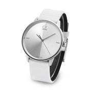  Shop Authentic Calvin Klein Accent Silver Dial White Leather Strap Watch for Men - K2Y2X1KW - Luxxuri