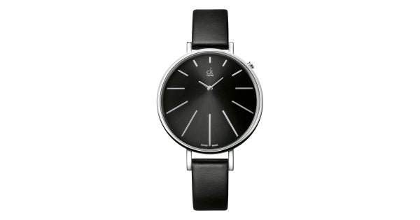  Shop Authentic Calvin Klein Equal Black Dial Black Leather Strap Watch for Women - K3E231C1 - Luxxuri