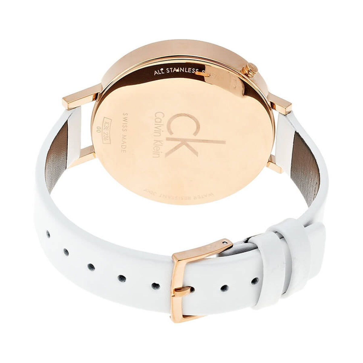  Shop Authentic Calvin Klein Equal Silver Dial White Leather Strap Watch for Women - K3E236L6 - Luxxuri