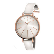  Shop Authentic Calvin Klein Equal Silver Dial White Leather Strap Watch for Women - K3E236L6 - Luxxuri