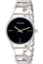 Shop Authentic Calvin Klein Stately Black Dial Silver Steel Strap Watch for Women - K3G23121 - Luxxuri
