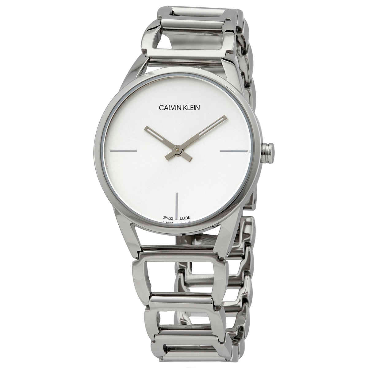  Shop Authentic Calvin Klein Stately White Dial Silver Steel Strap Watch for Women - K3G23126 - Luxxuri