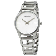  Shop Authentic Calvin Klein Stately White Dial Silver Steel Strap Watch for Women - K3G23126 - Luxxuri