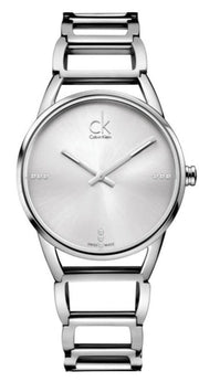  Shop Authentic Calvin Klein Stately Silver Dial Silver Steel Strap Watch for Women - K3G2312W - Luxxuri