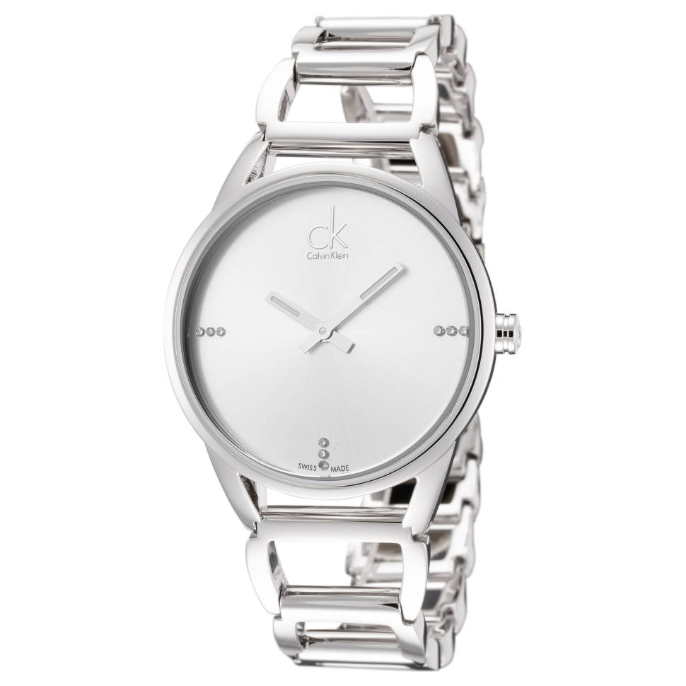  Shop Authentic Calvin Klein Stately Silver Dial Silver Steel Strap Watch for Women - K3G2312W - Luxxuri