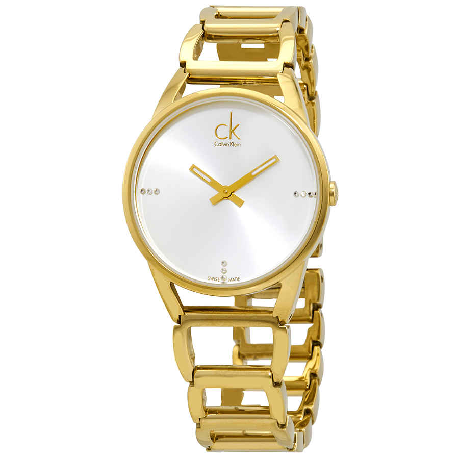  Shop Authentic Calvin Klein Stately White Dial Gold Steel Strap Watch for Women - K3G2352W - Luxxuri