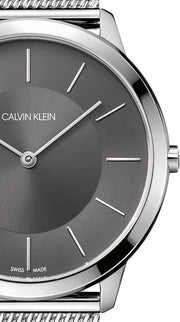  Shop Authentic Calvin Klein Minimal Grey Dial Silver Mesh Bracelet Watch for Men - K3M21124 - Luxxuri