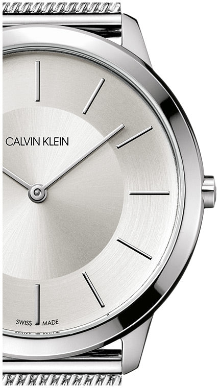  Shop Authentic Calvin Klein Minimal Silver Dial Silver Mesh Bracelet Watch for Men - K3M21126 - Luxxuri