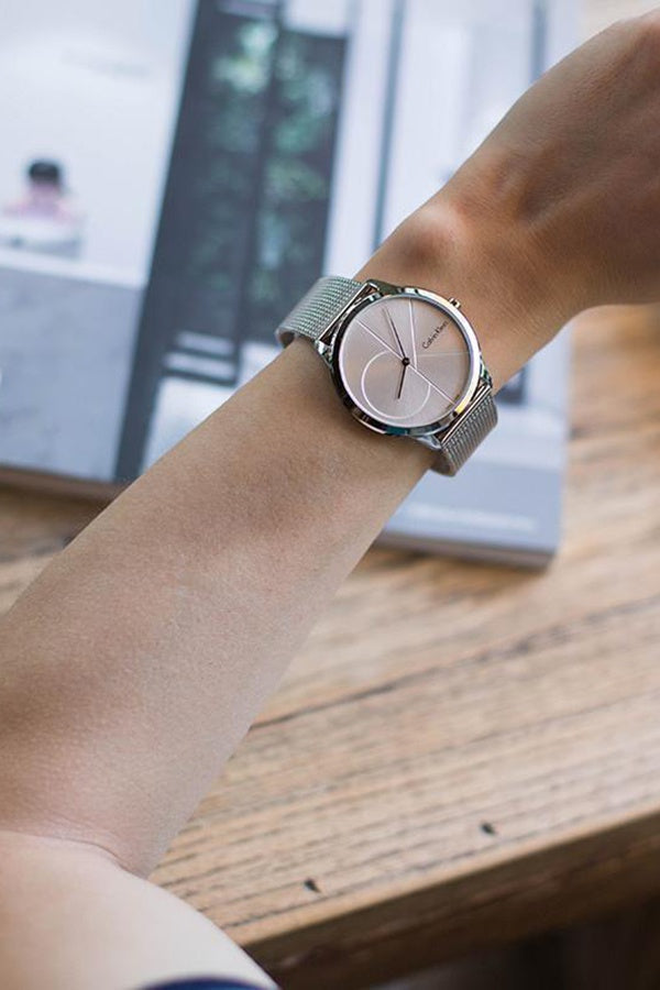  Shop Authentic Calvin Klein Minimal Silver Dial Silver Mesh Bracelet Watch for Women - K3M2212Z - Luxxuri
