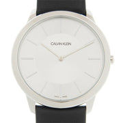  Shop Authentic Calvin Klein Minimalist White Dial Black Leather Strap Watch for Men - K3M211C6 - Luxxuri