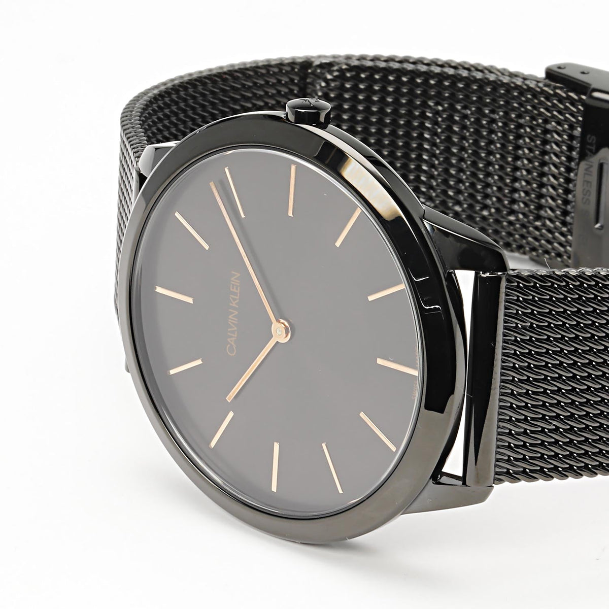  Shop Authentic Calvin Klein Minimal Black Dial Black Mesh Bracelet Watch for Men - K3M21421 - Luxxuri