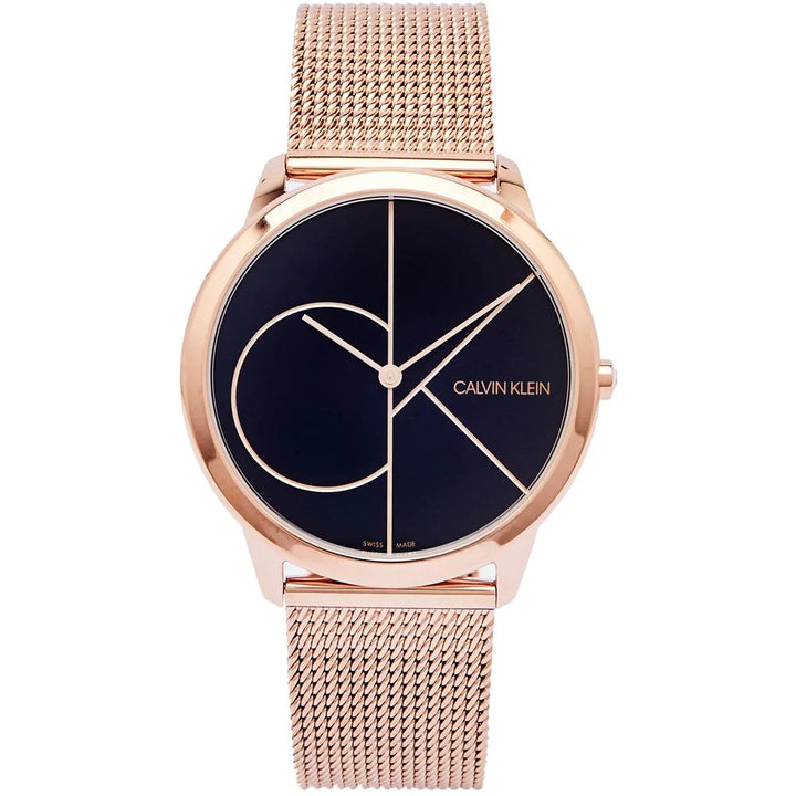  Shop Authentic Calvin Klein Minimal Black Dial Rose Gold Mesh Bracelet Watch for Men - K3M21621 - Luxxuri