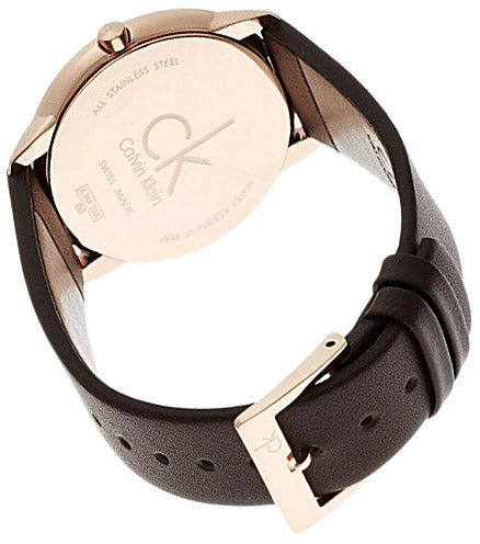  Shop Authentic Calvin Klein Minimal White Dial Brown Leather Strap Watch for Men - K3M216G6 - Luxxuri