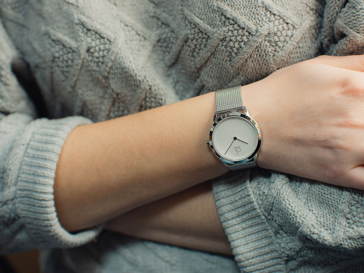  Shop Authentic Calvin Klein Minimal White Dial Silver Mesh Bracelet Watch for Women - K3M2312Y - Luxxuri